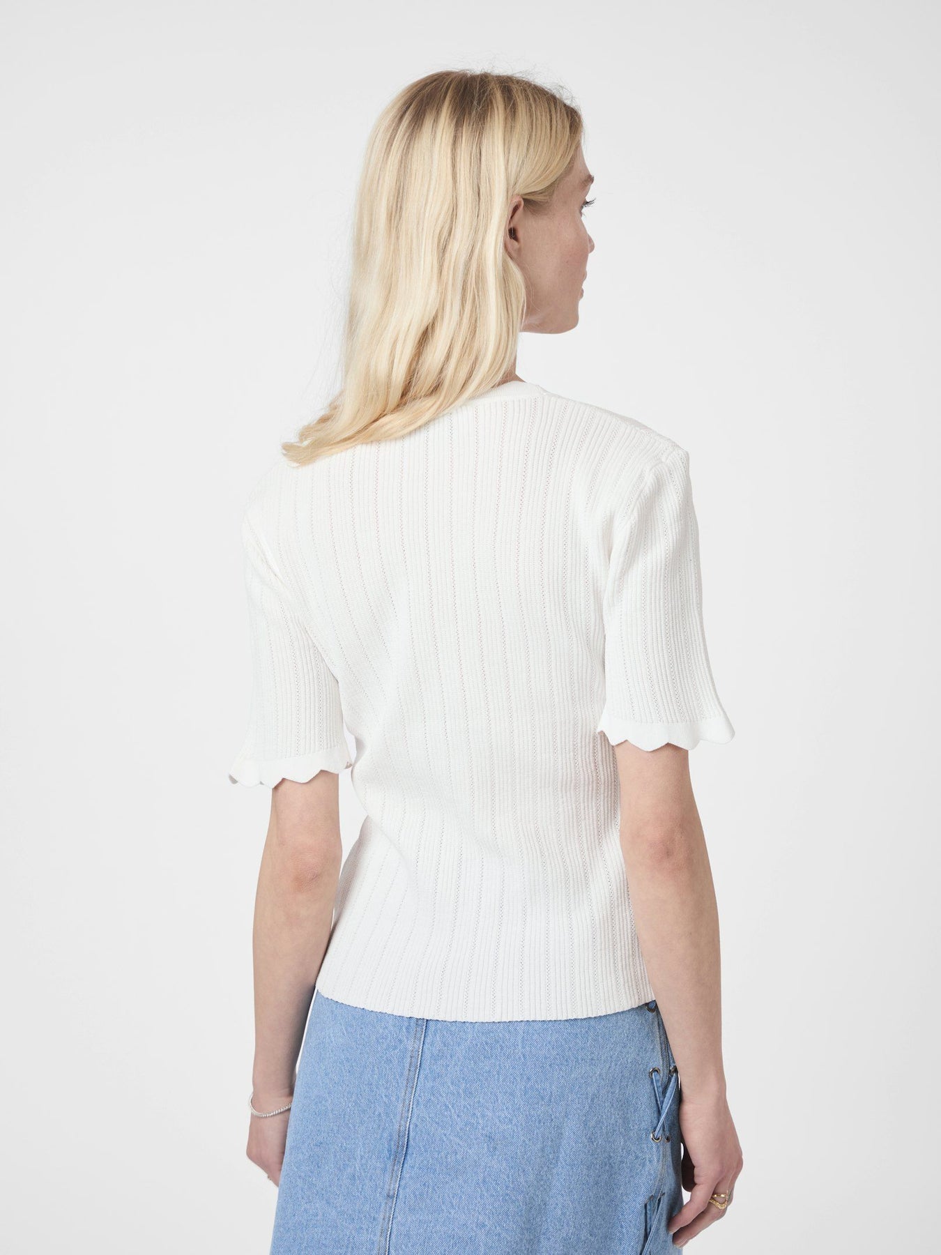 Larifa Stitch Knit Tee - White