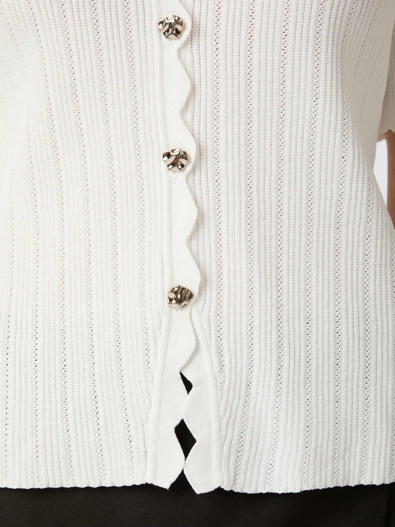 Larifa Stitch Knit Tee - White