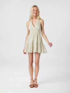 Magda Fine Print Dress - Creme