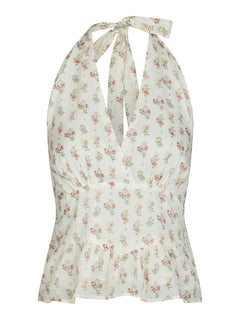 Ariet Fine Print Top - Creme