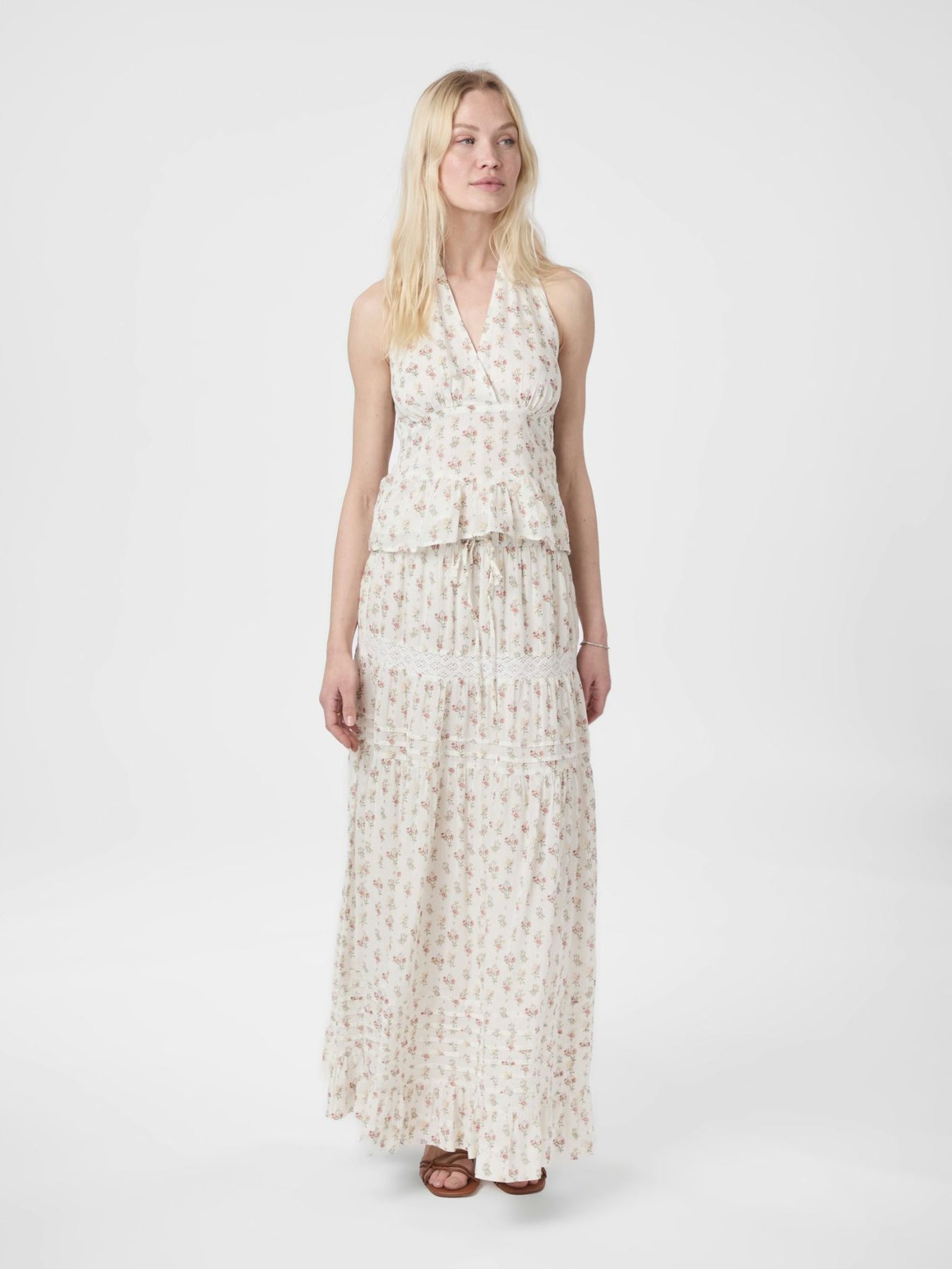 Ariet Fine Print Top - Creme