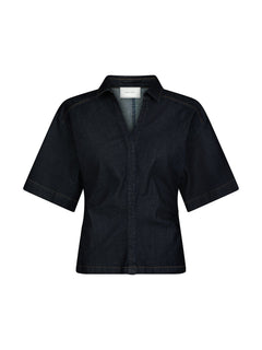 Spenda Denim Blouse - Dark Blue