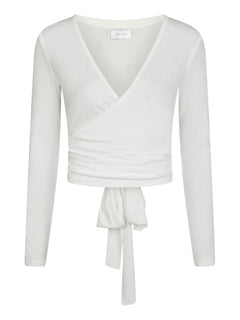 Nia Jersey Wrap Blouse - White