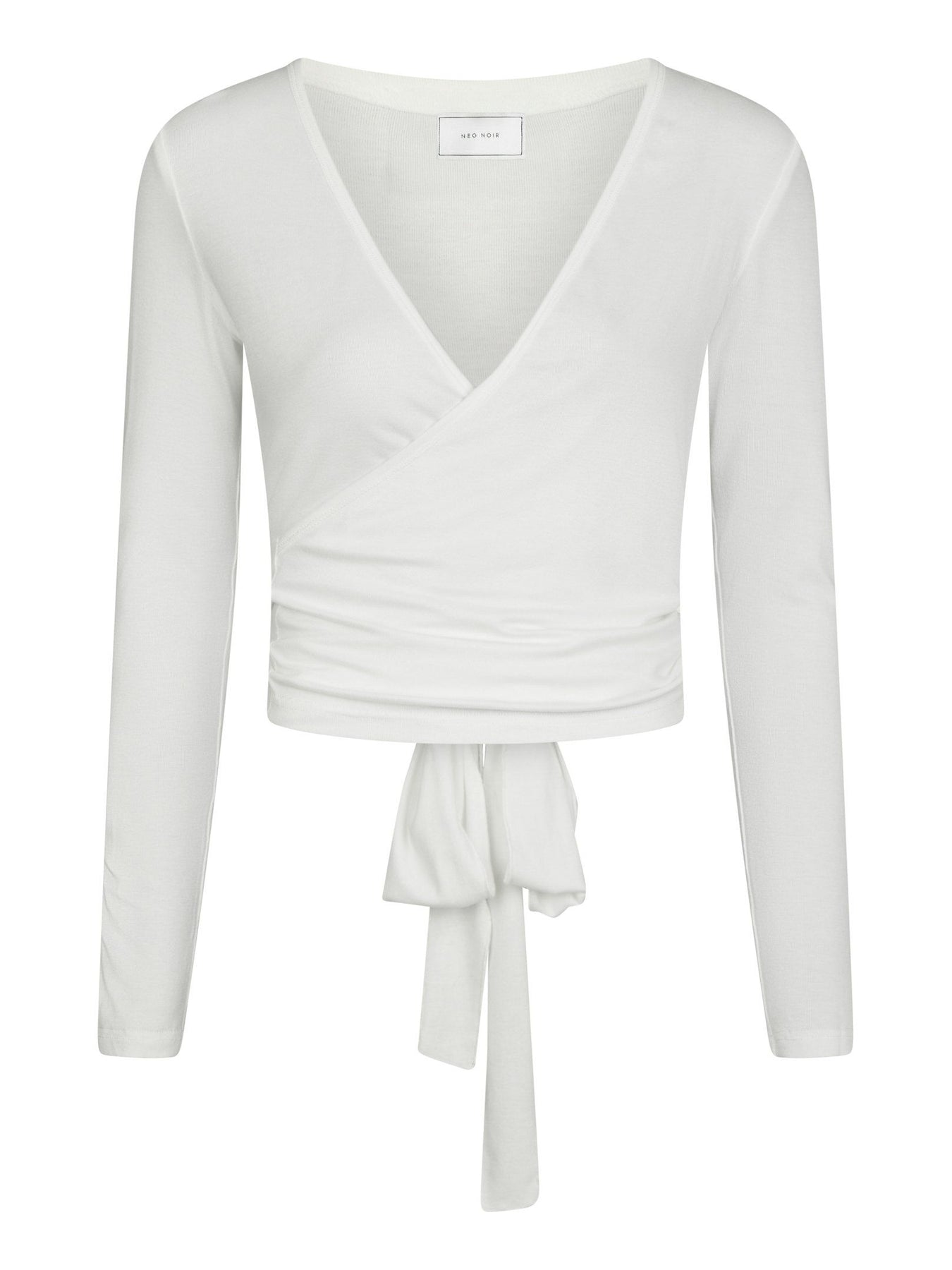 Nia Jersey Wrap Blus - Vit