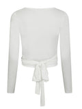 Nia Jersey Wrap Blus - Vit