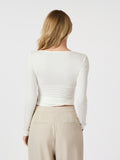 Nia Jersey Wrap Blus - Vit