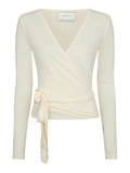 Nia Jersey Wrap Blus - Ivory