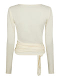 Nia Jersey Wrap Blus - Ivory