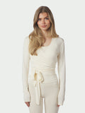 Nia Jersey Wrap Blus - Ivory