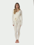 Nia Jersey Wrap Blus - Ivory