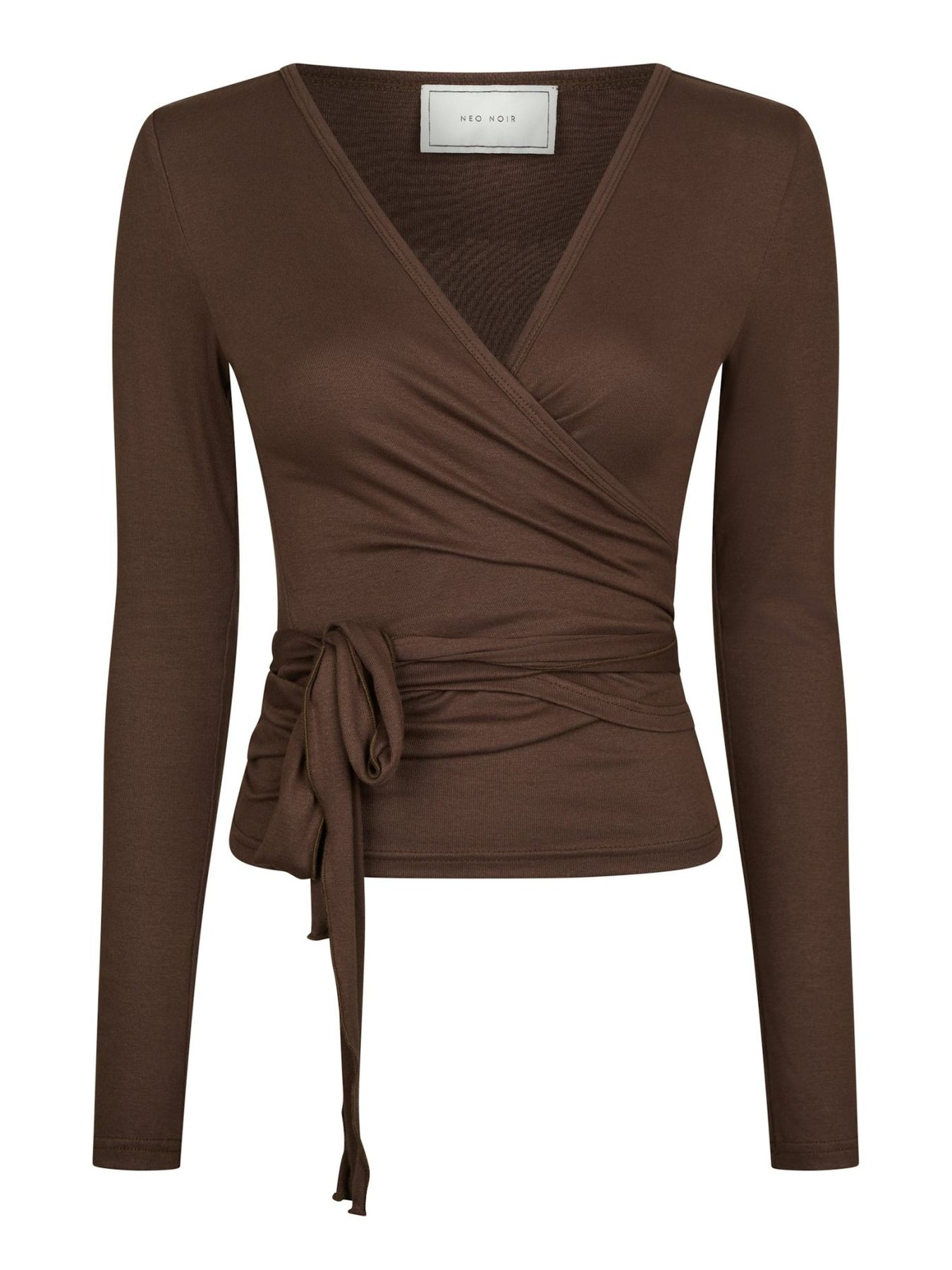 Nia Jersey Wrap Blouse - Chokladbrun