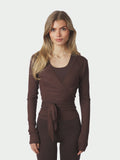 Nia Jersey Wrap Blouse - Chokladbrun