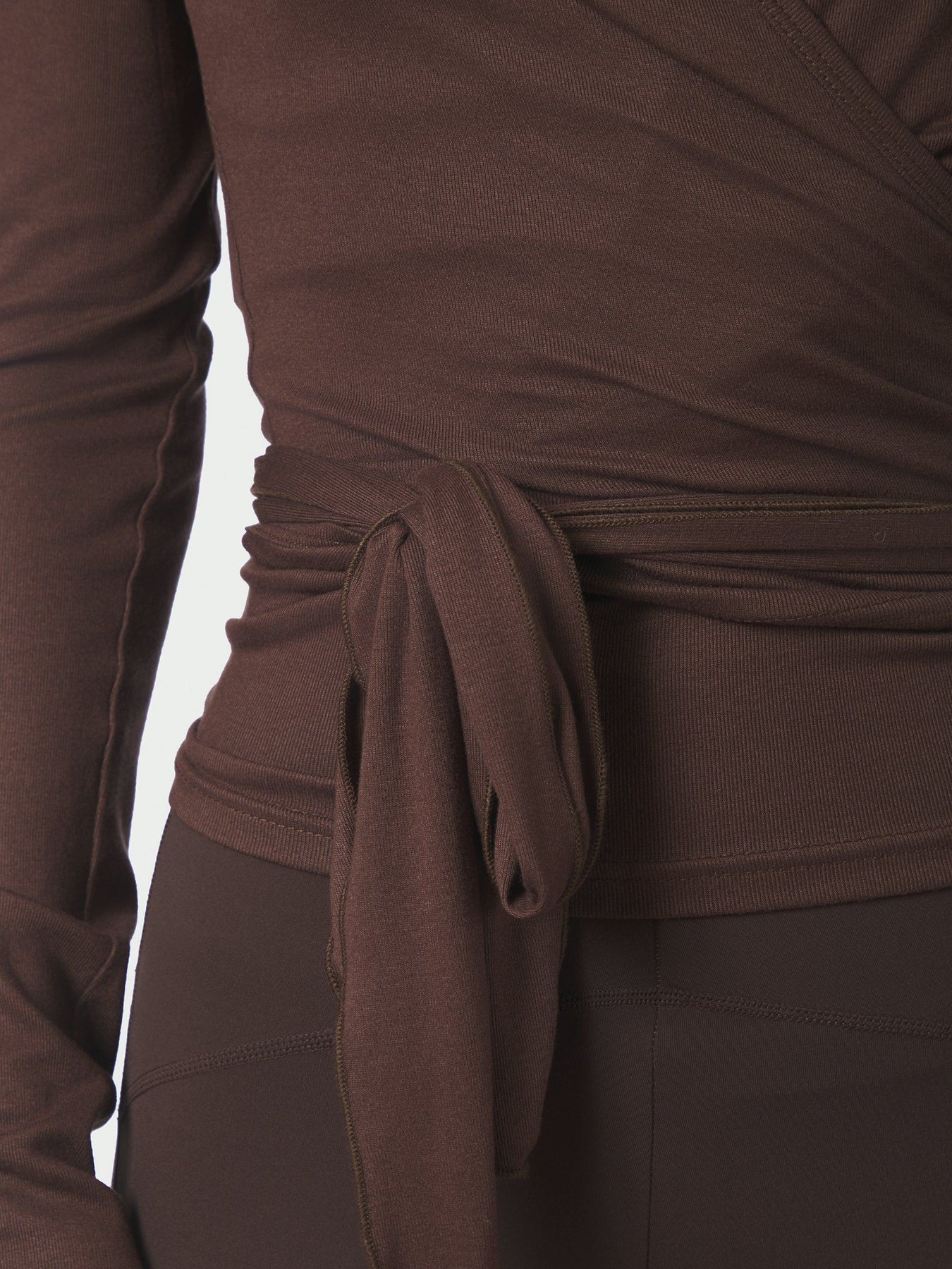 Nia Jersey Wrap Blouse - Chokladbrun