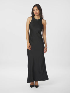 Celinie Heavy Sateen Dress - Black