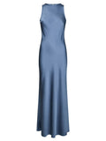 Celinie Heavy Sateen Dress - Rökblå
