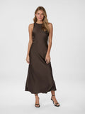 Celinie Heavy Sateen Dress - Dark Brown