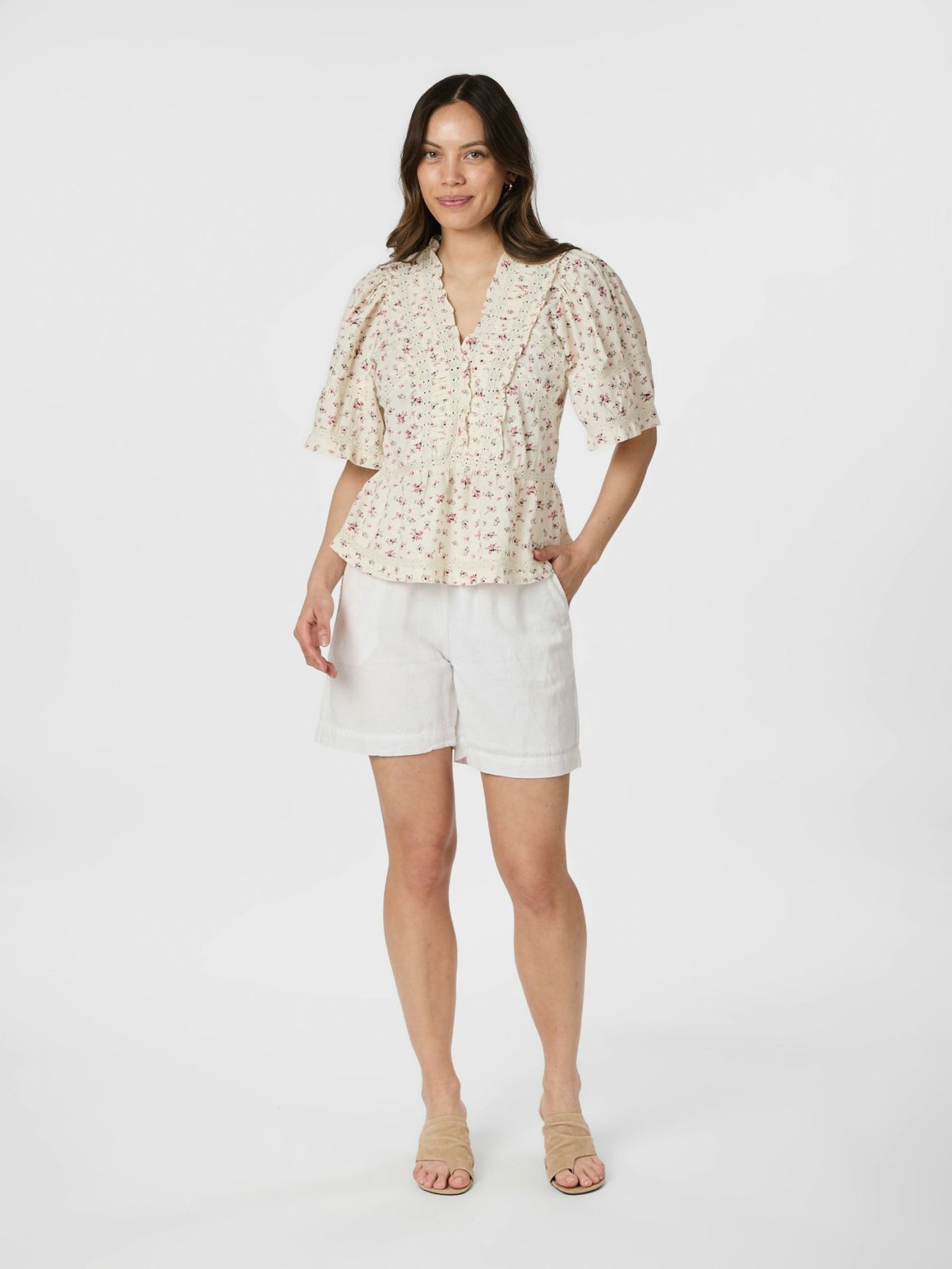 Neo Noir Evienne Floral Blush Blus - Rosa