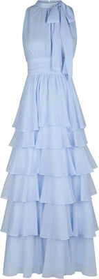 Marli Solid Chiffon Dress - Light Blue