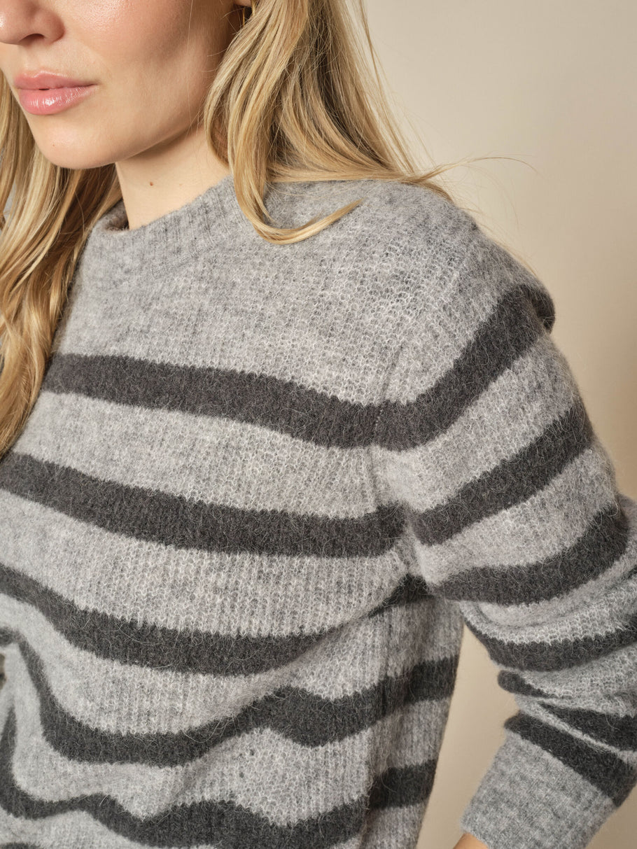 Thora Stripe Crewneck Knit - Sharkskin