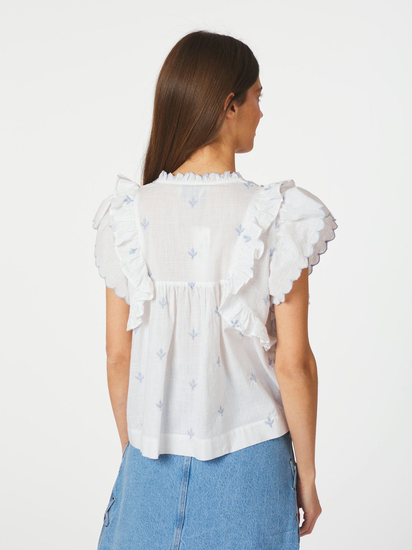 Jayla Embroidery Top - Vit