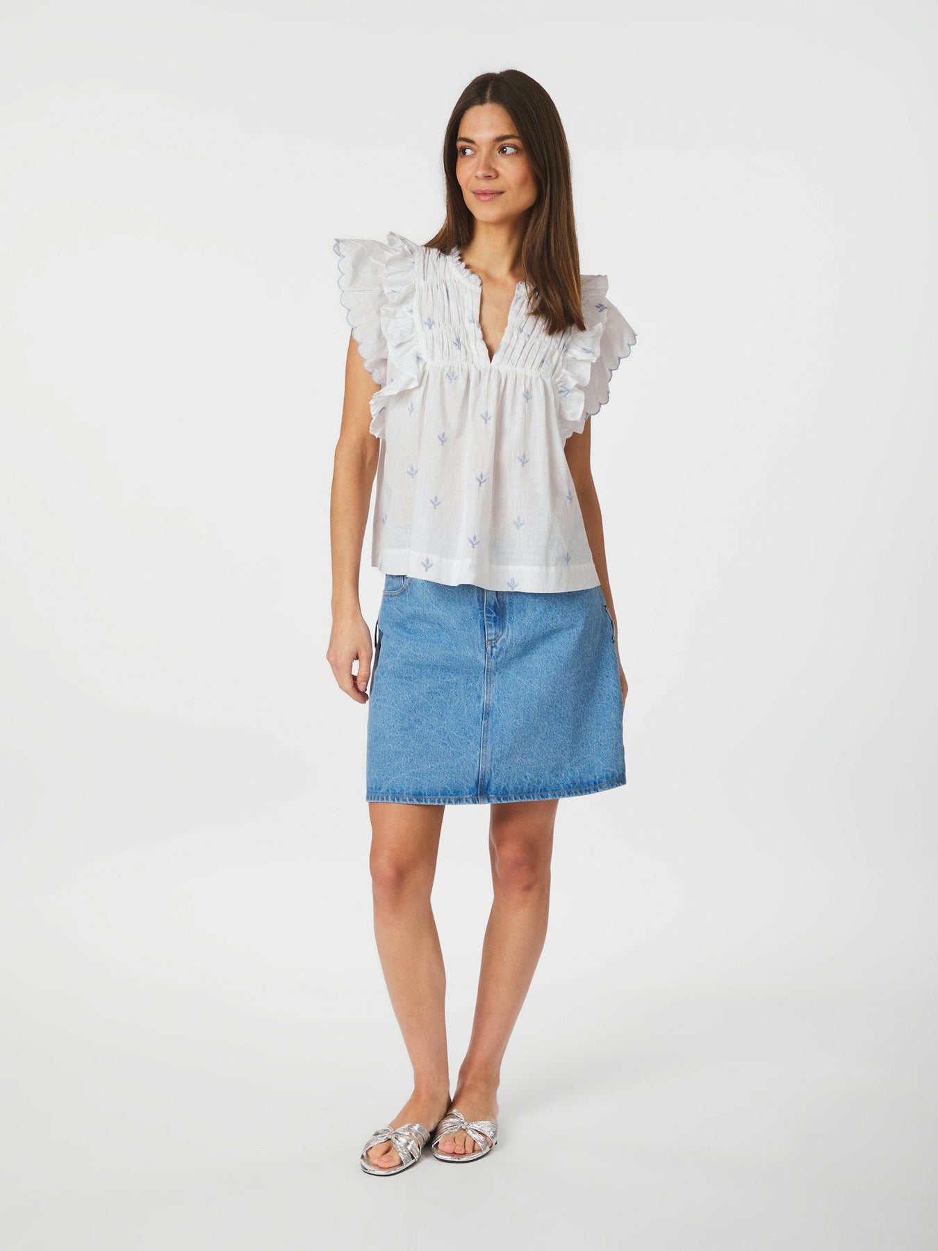 Jayla Embroidery Top - Vit