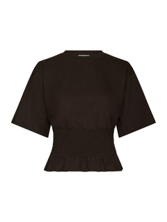 Dray Boxy Smock Tee - Dark Brown