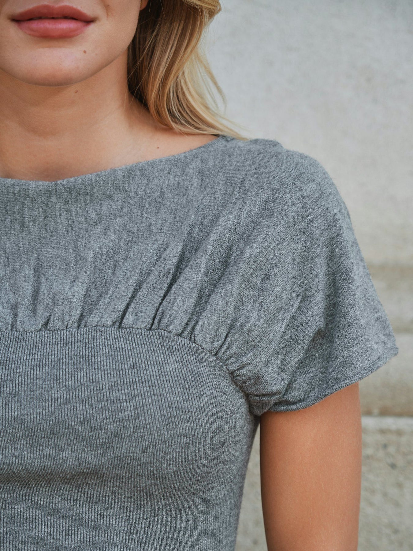 Anthea Knit Top - Dark Grey Melange