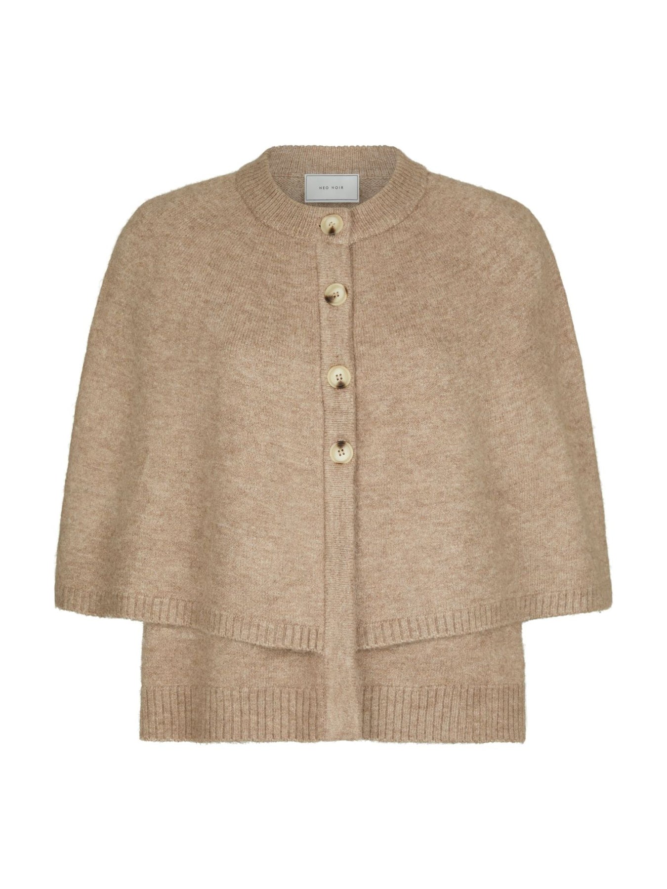Josei Double Knit Cape - Beige Melange