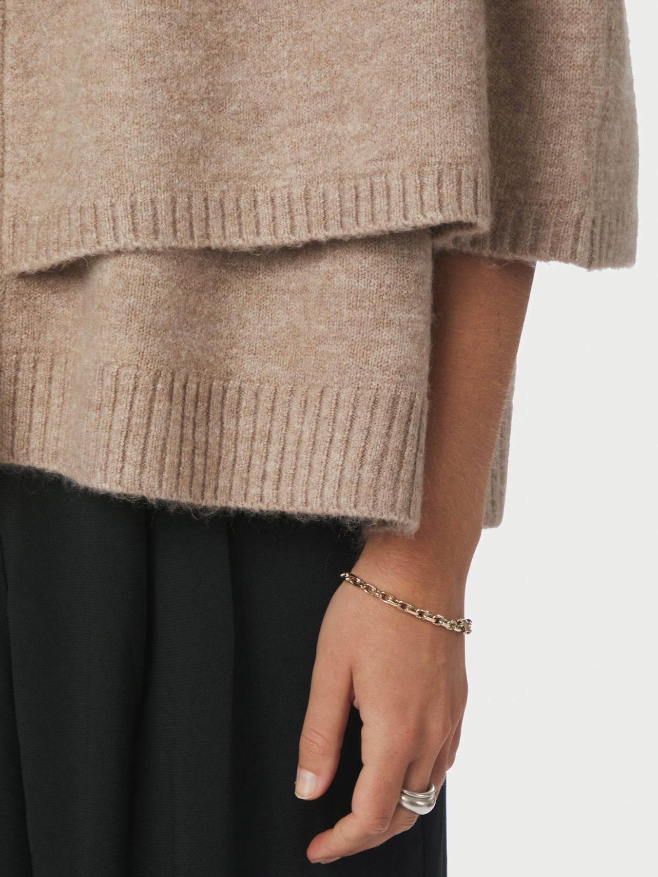 Josei Double Knit Cape - Beige Melange