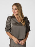 Elba Heavy Sateen Blouse - Warm Grey
