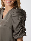 Elba Heavy Sateen Blouse - Warm Grey