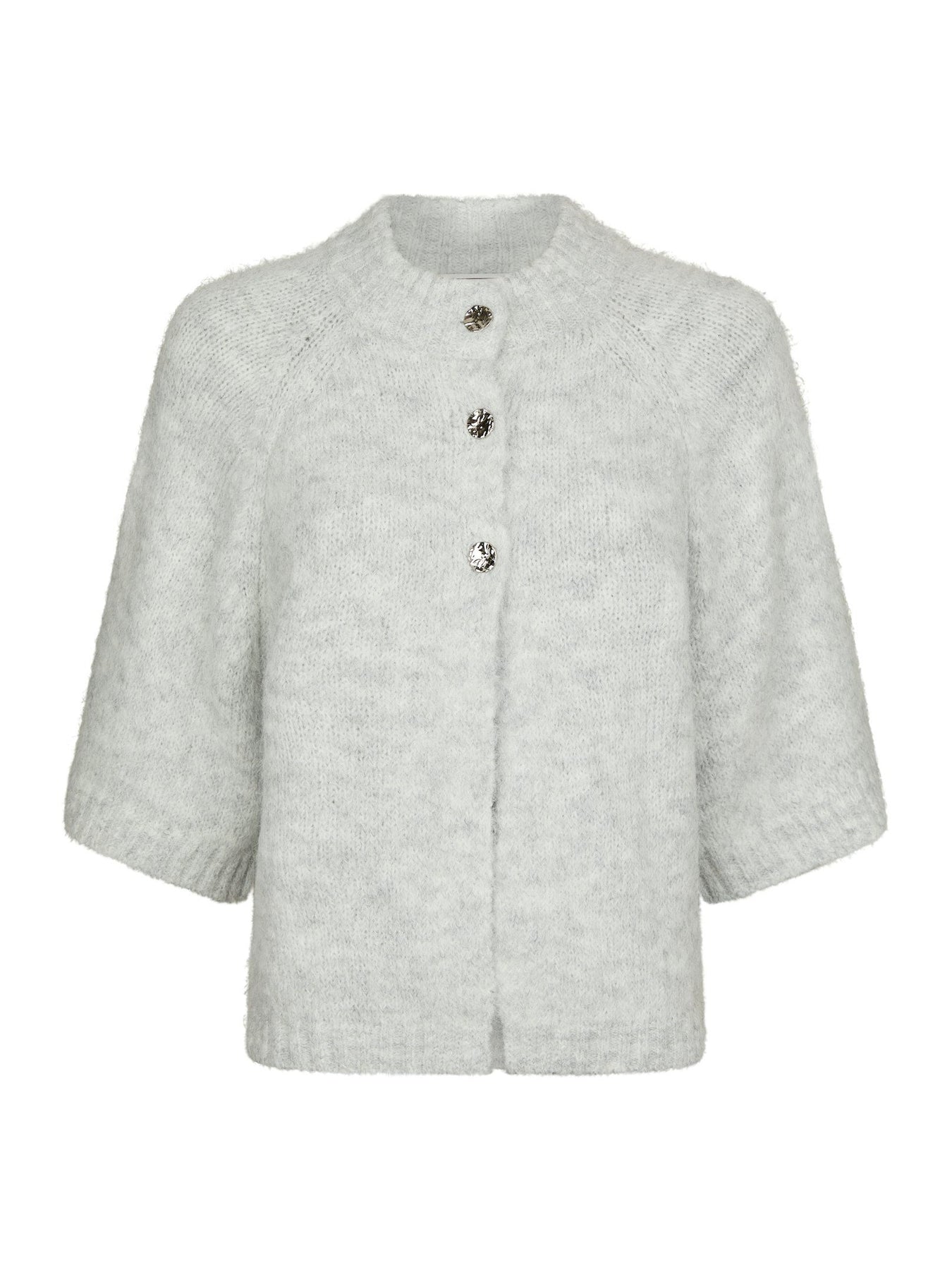Benuta Fluffy Knit Cardigan - Ljusgrå Melange