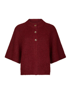 Benuta Fluffy Knit Cardigan - Dark Red