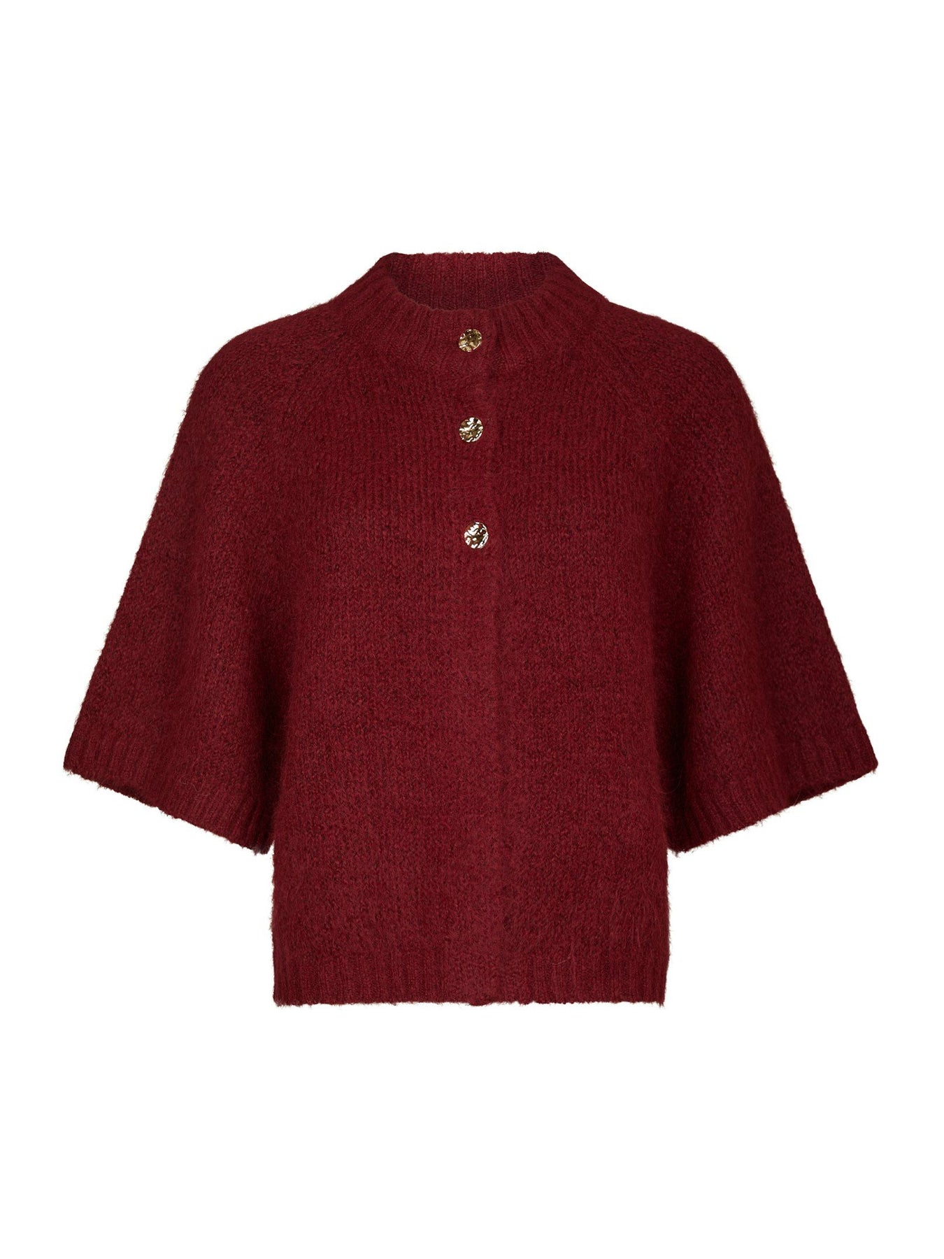 Neo Noir Benuta Fluffy Knit Cardigan - Mörkröd