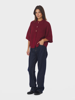 Benuta Fluffy Knit Cardigan - Dark Red