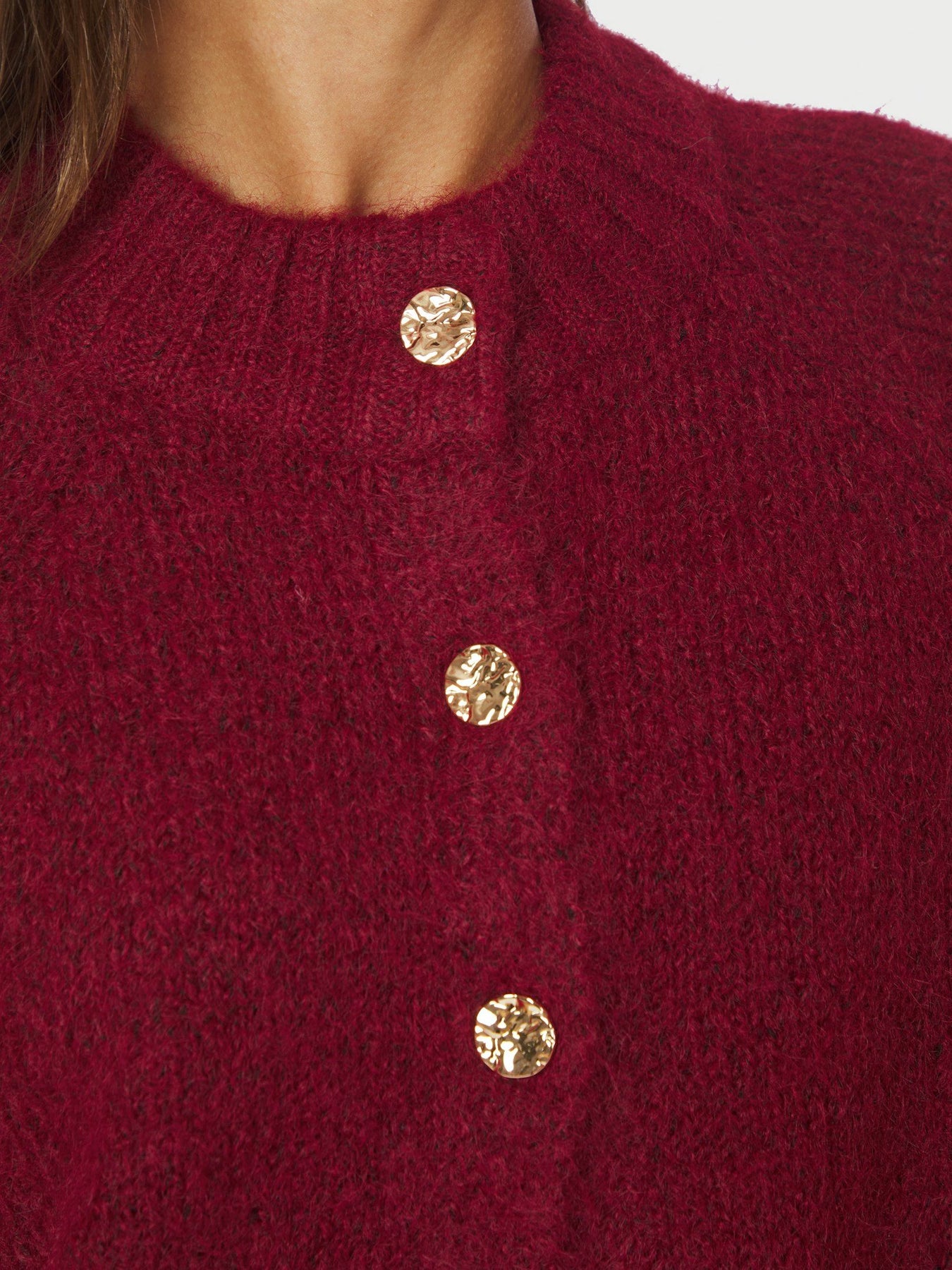 Neo Noir Benuta Fluffy Knit Cardigan - Mörkröd