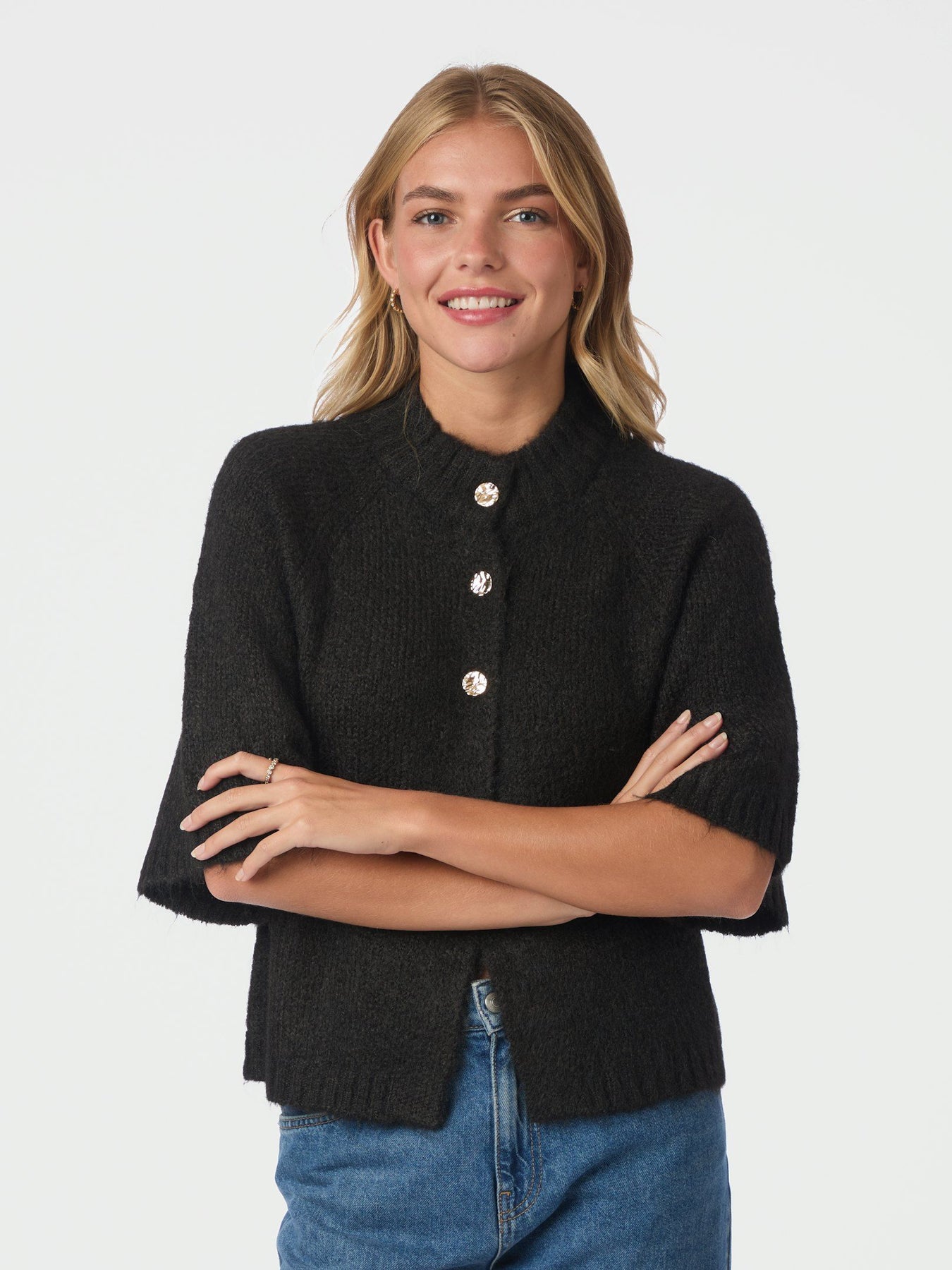 Neo Noir Benuta Fluffy Knit Cardigan - Brun