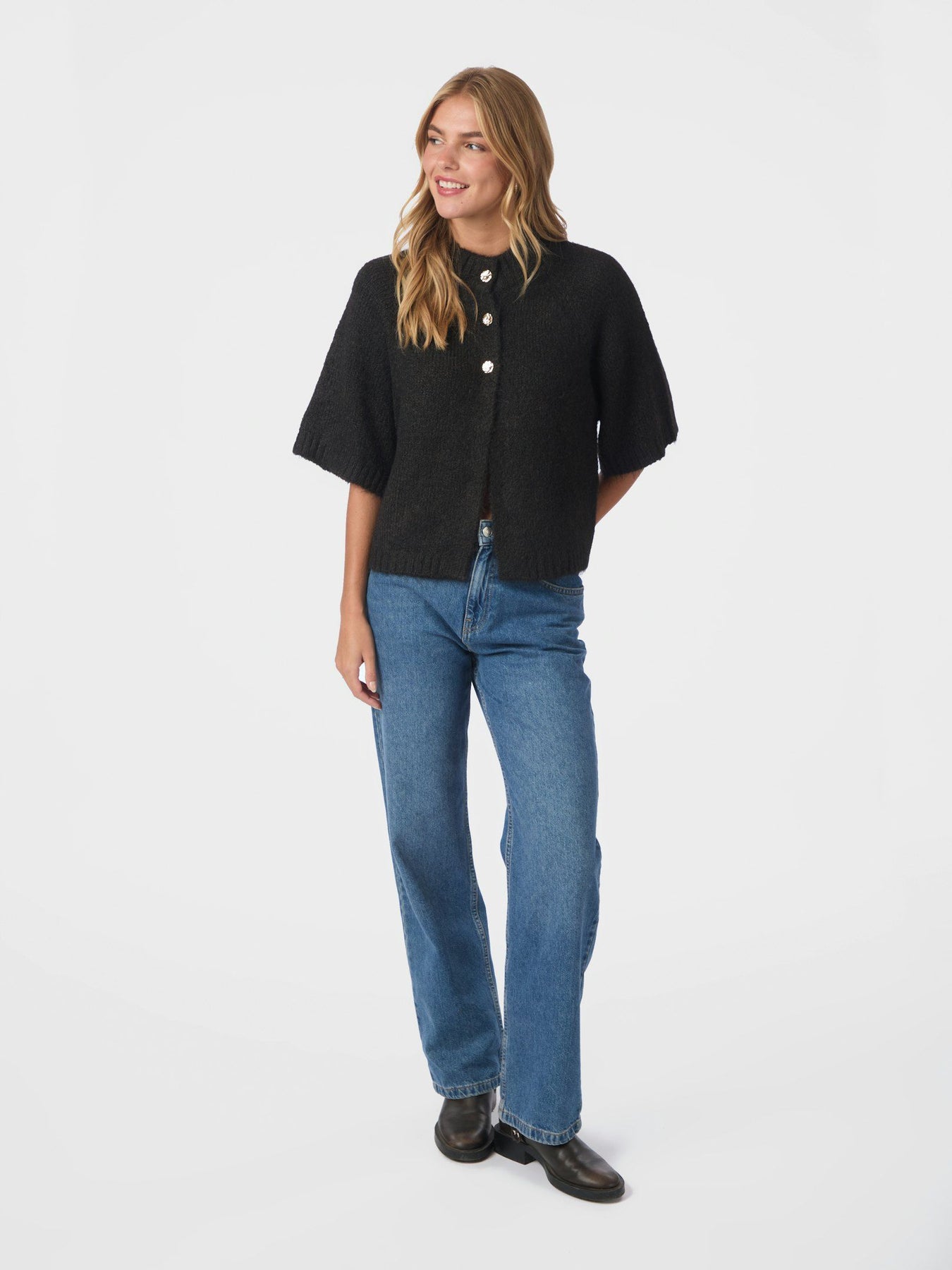 Neo Noir Benuta Fluffy Knit Cardigan - Brun