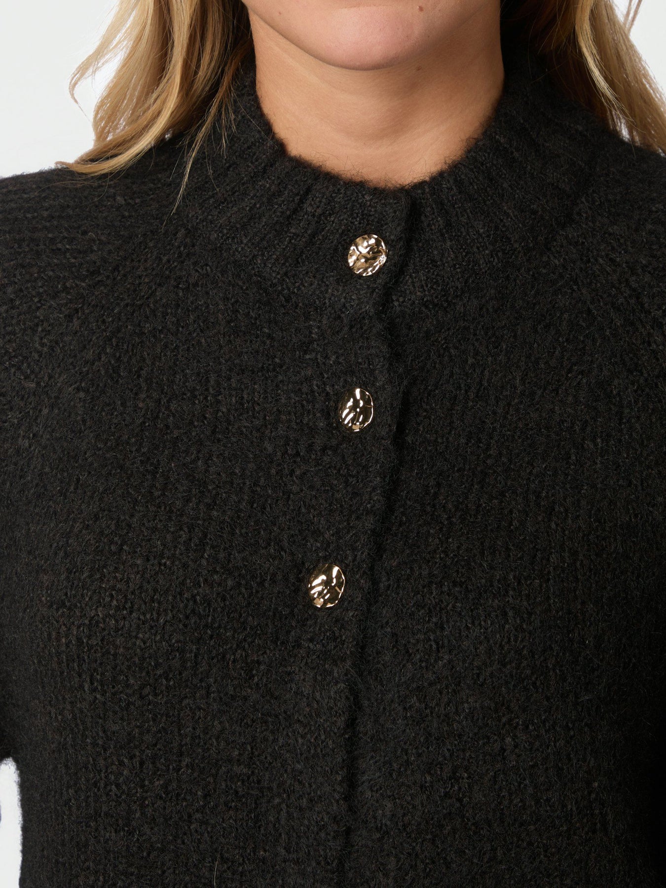 Neo Noir Benuta Fluffy Knit Cardigan - Brun