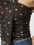 Torinti Mesh Dot Top - Brun