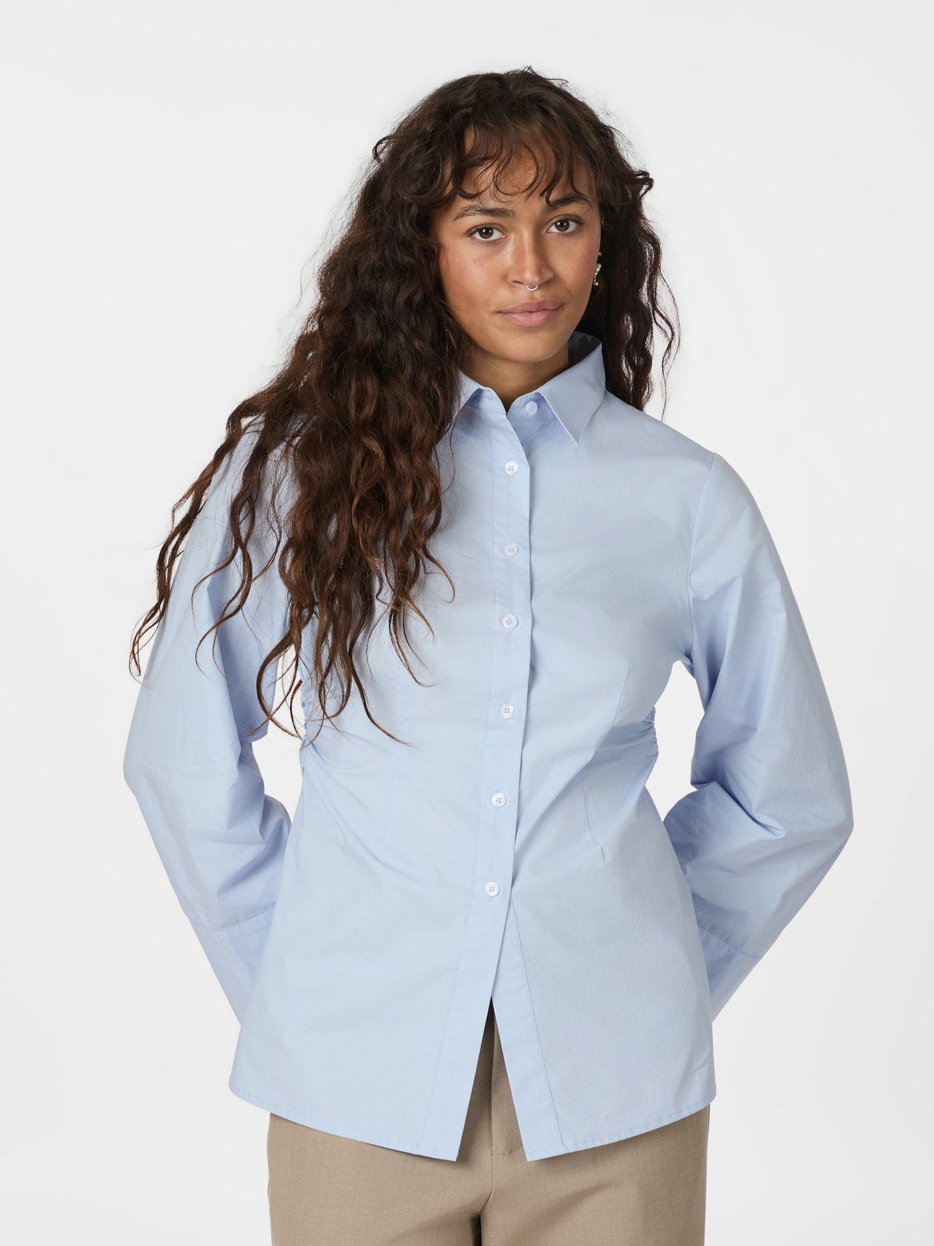 Caroli Poplin Shirt - Ljusblå