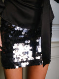Miva Big Sequins Skirt - Svart