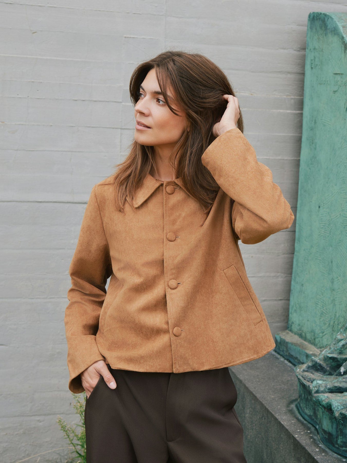 Nilo Faux Suede Jacket - Cognac