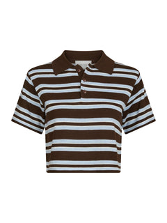 Mulann Polo Knit Blouse - Dark Brown
