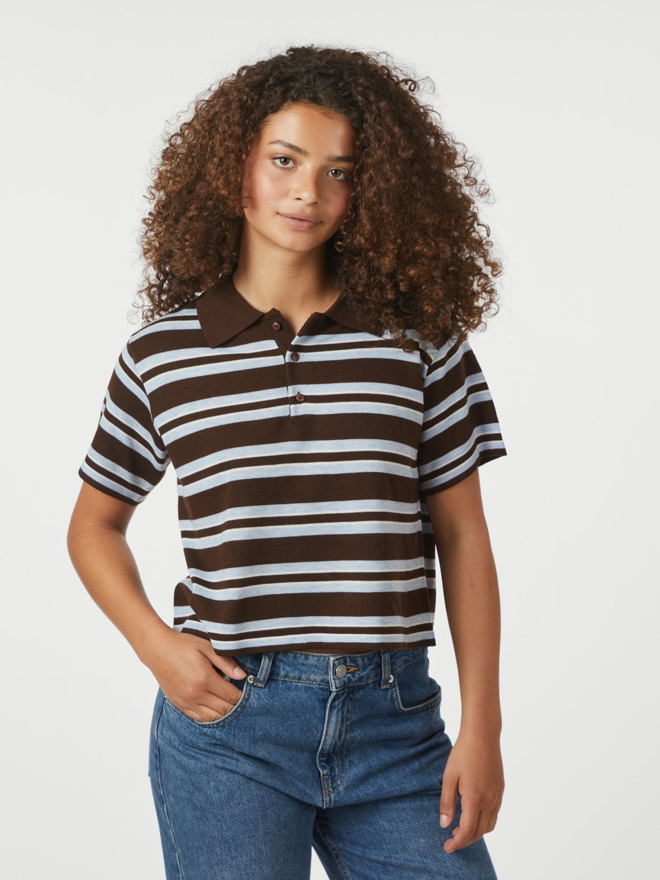 Mulann Polo Knit Blouse - Mörkbrun