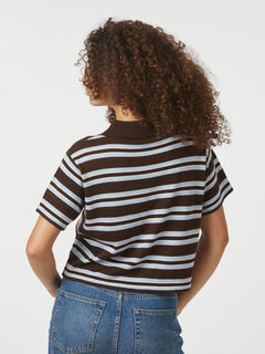 Mulann Polo Knit Blouse - Dark Brown