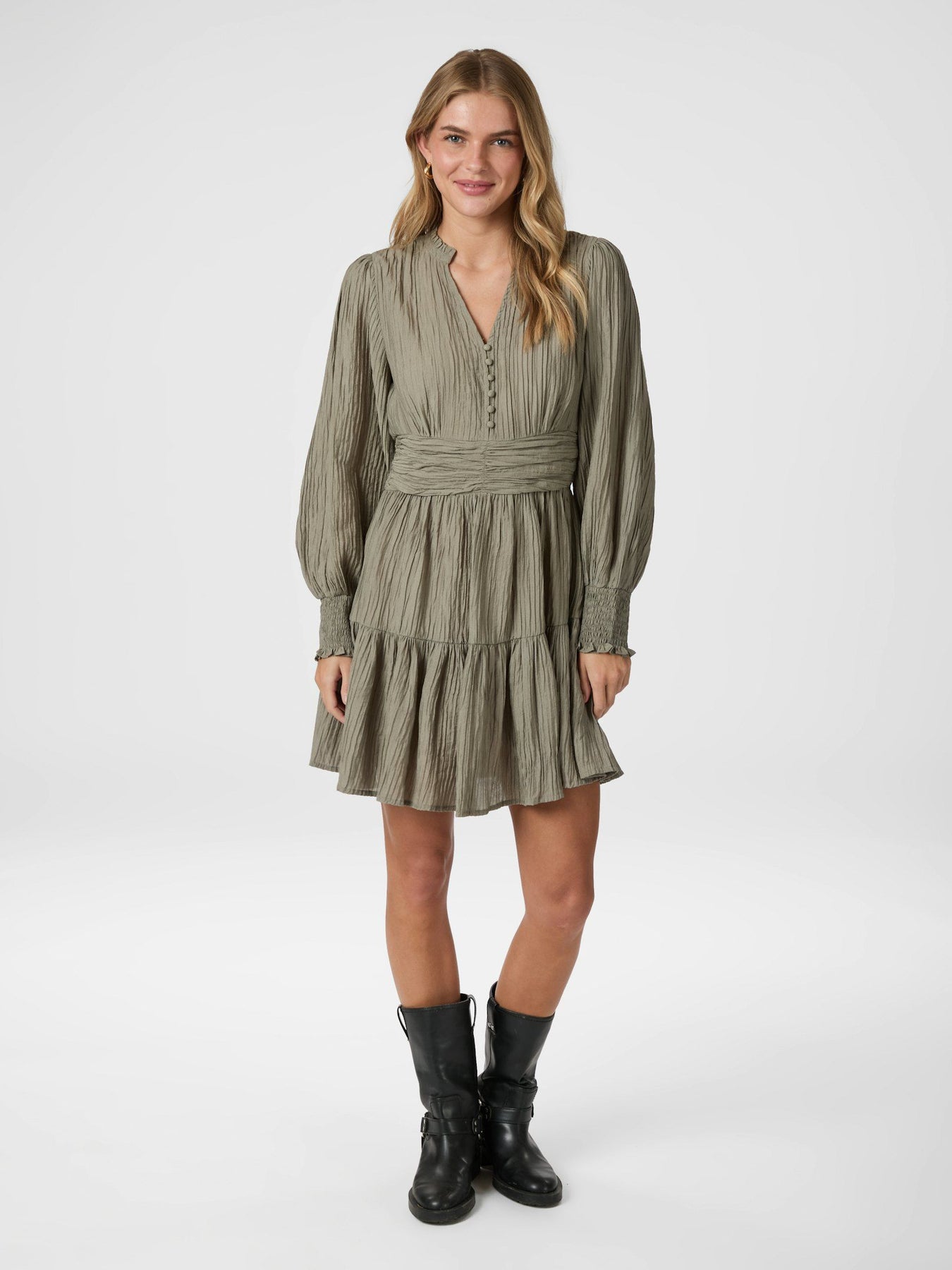 Malti Crepe Dress - Smoke Green