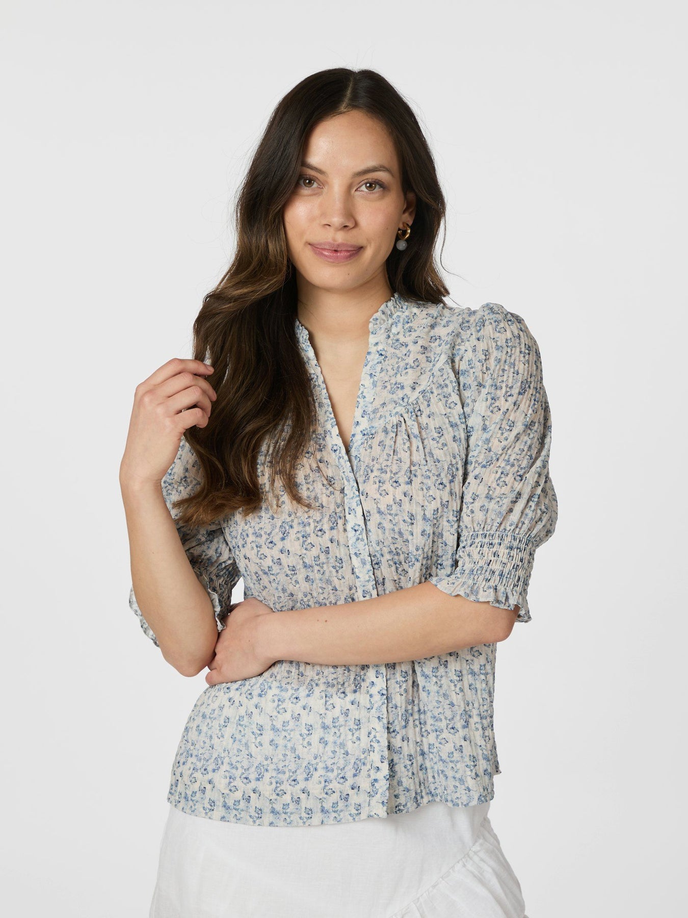 Diana Misty Floral Blouse - Blå