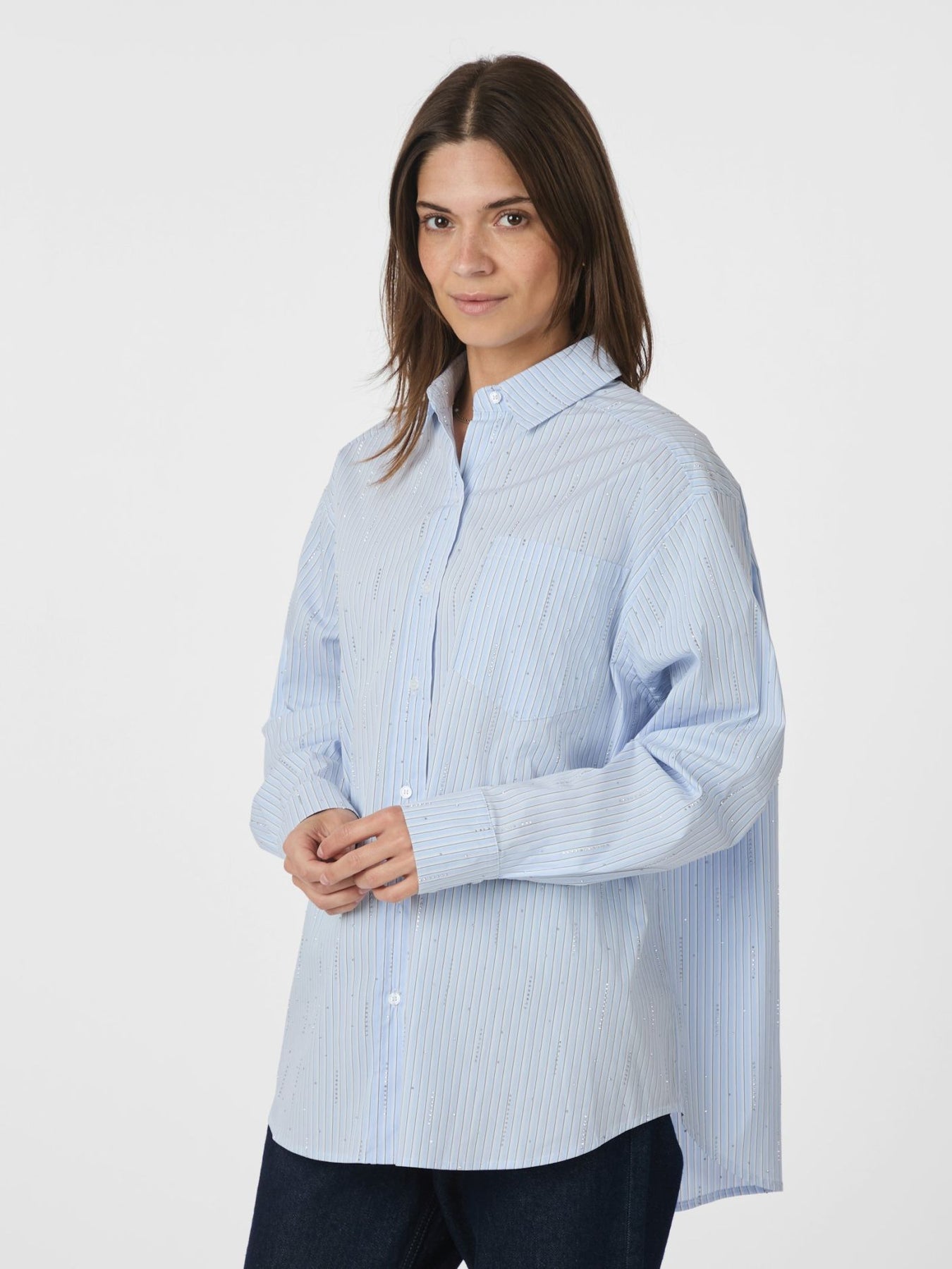Dalma Pattern Stone Shirt - Light Blue Stripe