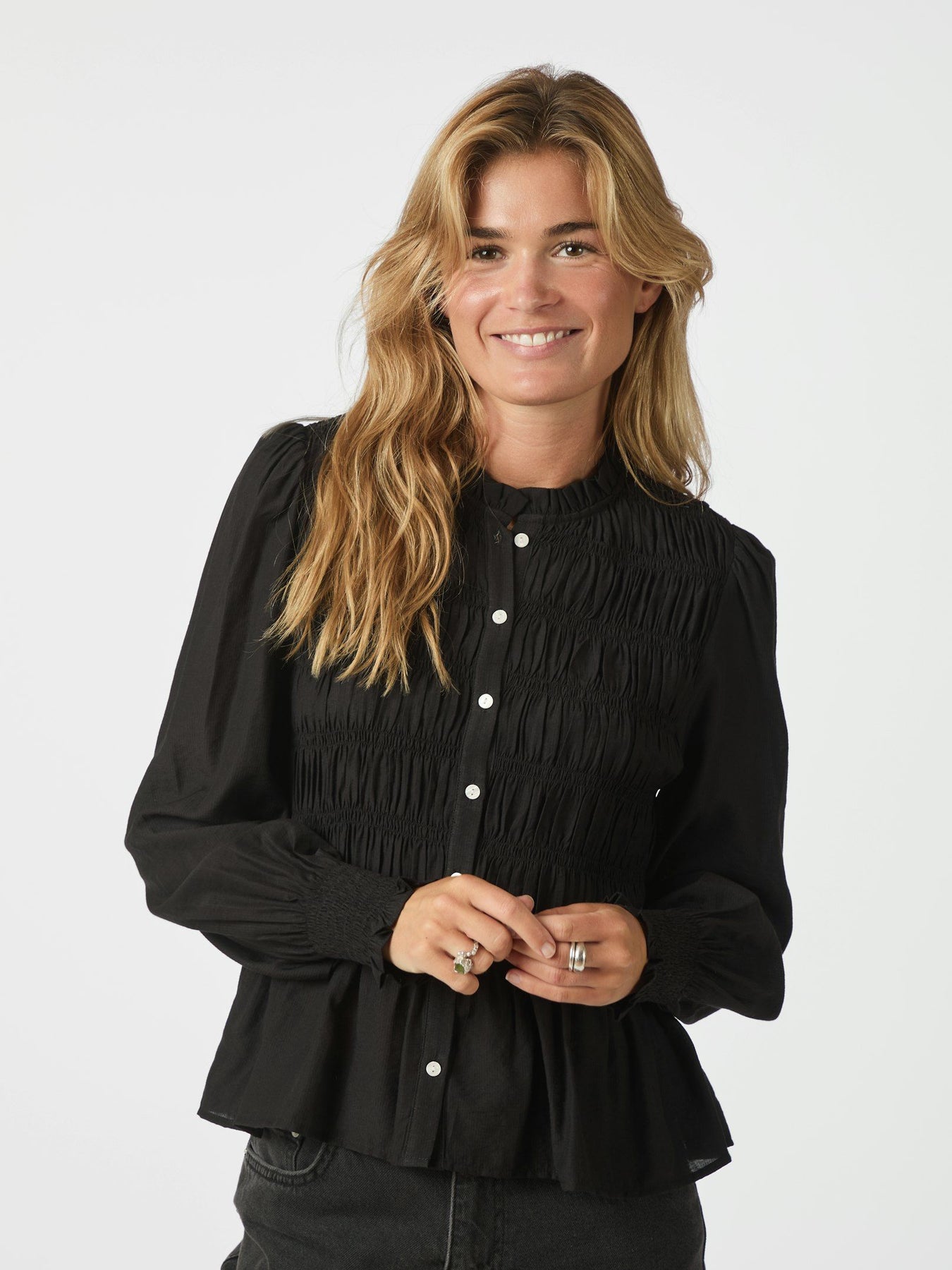 Mocca Smock Blouse - Black